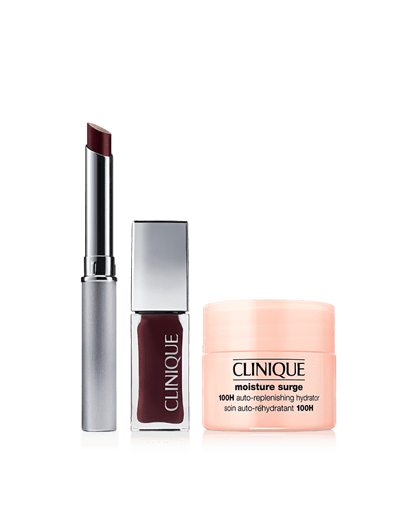 Black Honey Lip Bundle + Moisture Surge™ 100H Mini, Two ways to wear iconic Black Honey, our sheer, universally flattering shade. <b>A $69 value.</b>